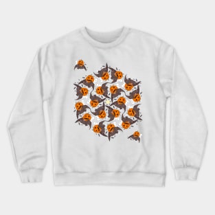 Halloween flight of bats, ghosts, and Jack-o'-lantern pumpkins Crewneck Sweatshirt